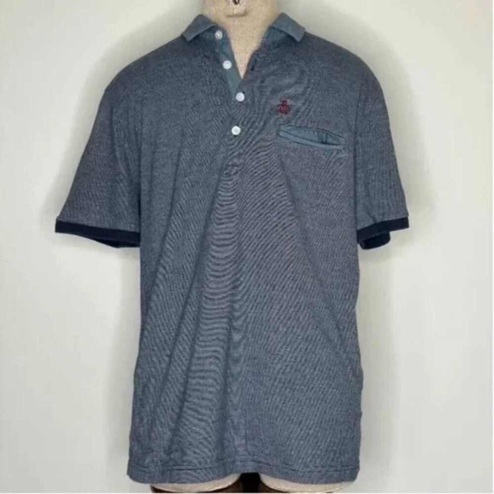 Original Penguin Men's Heritage Slim Fit Short Sleeve Striped Polo Size Large